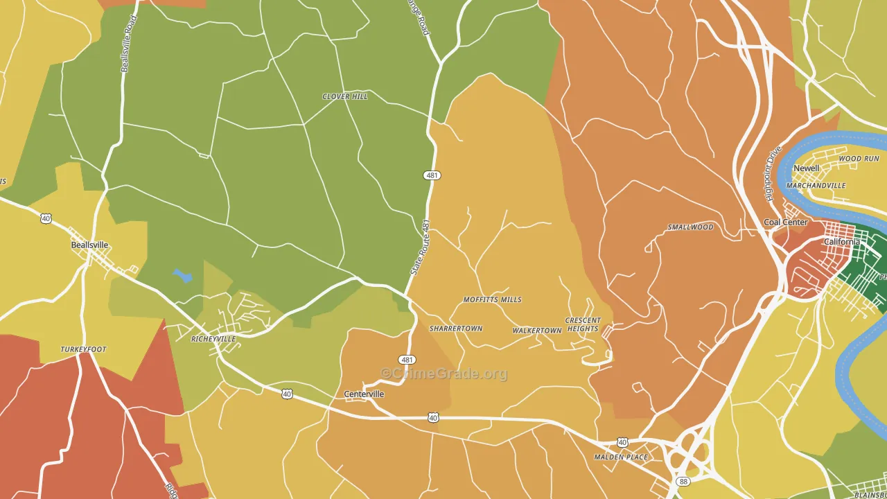 Daisytown, PA Map of Theft Rates