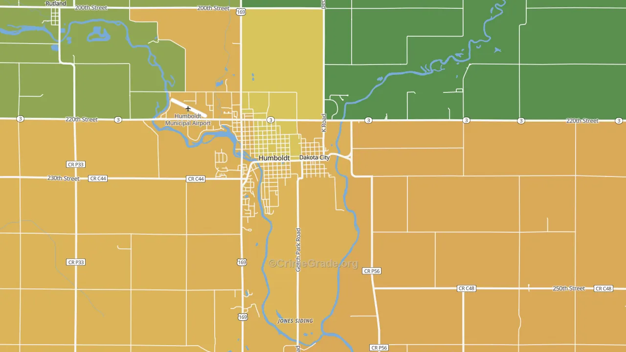 Dakota City, IA Map of Theft Rates