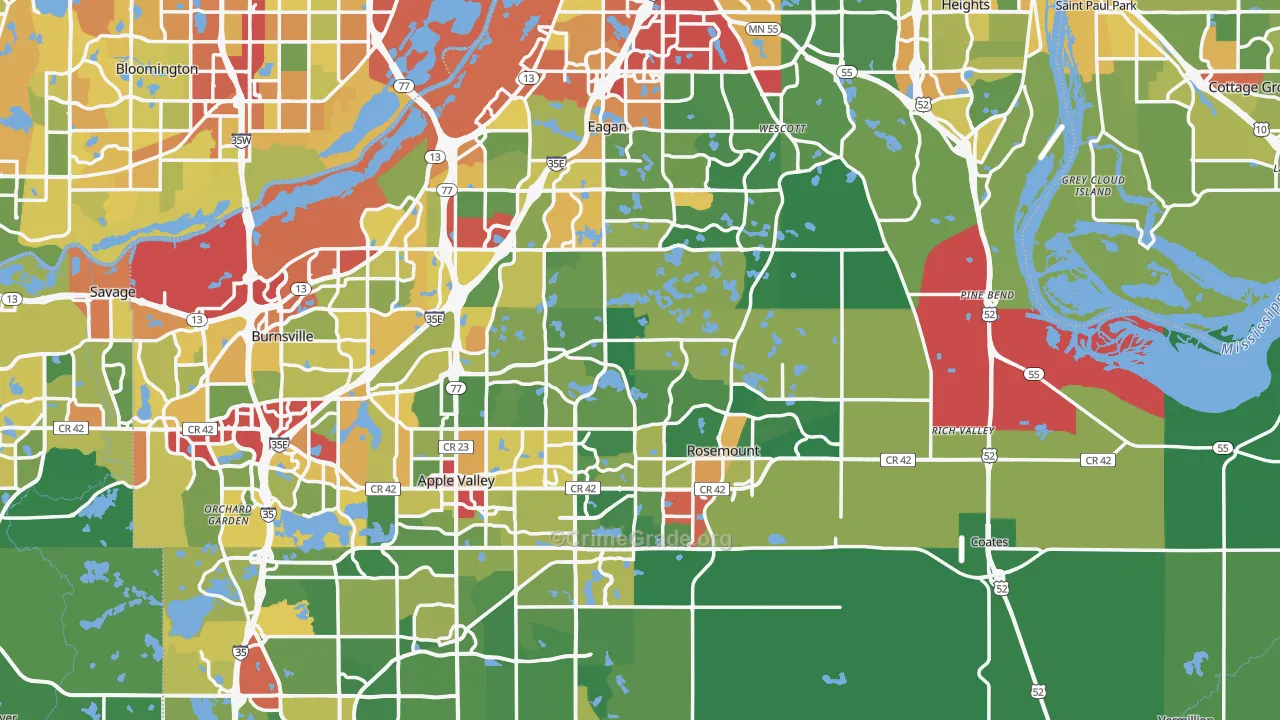 Dakota County, MN Map of Theft Rates