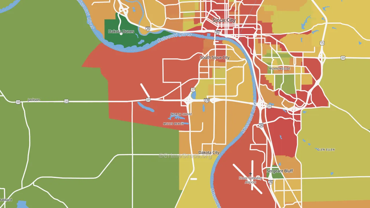 Dakota County, NE Map of Theft Rates