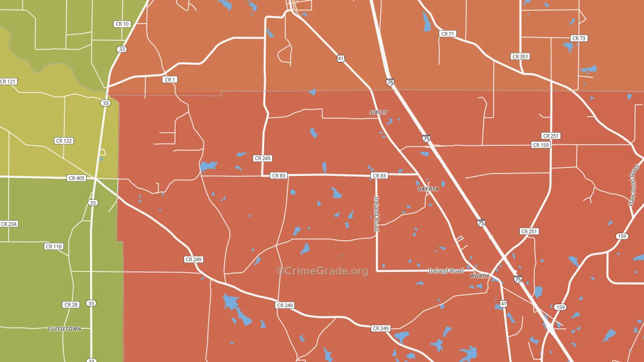 Dakota, GA Map of Theft Rates
