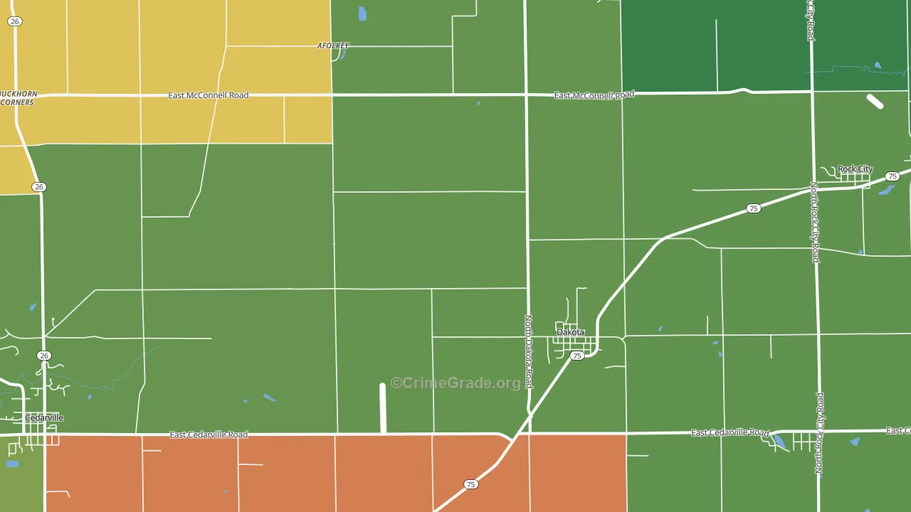 Dakota, IL Map of Theft Rates
