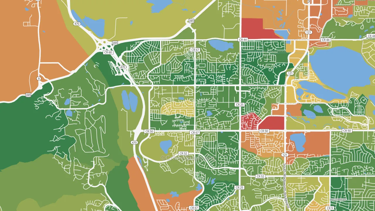 Dakota Ridge, CO Map of Theft Rates