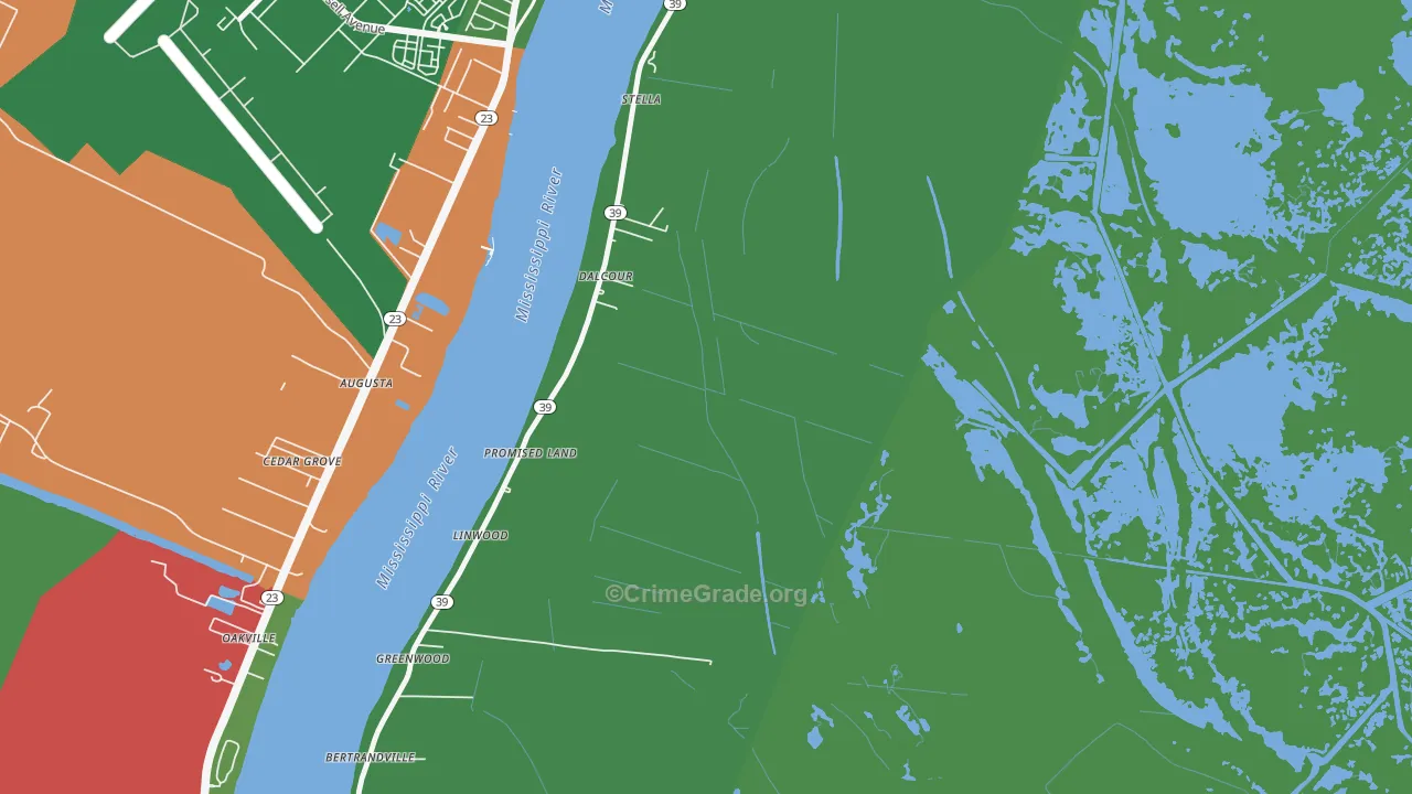 Dalcour, LA Map of Theft Rates