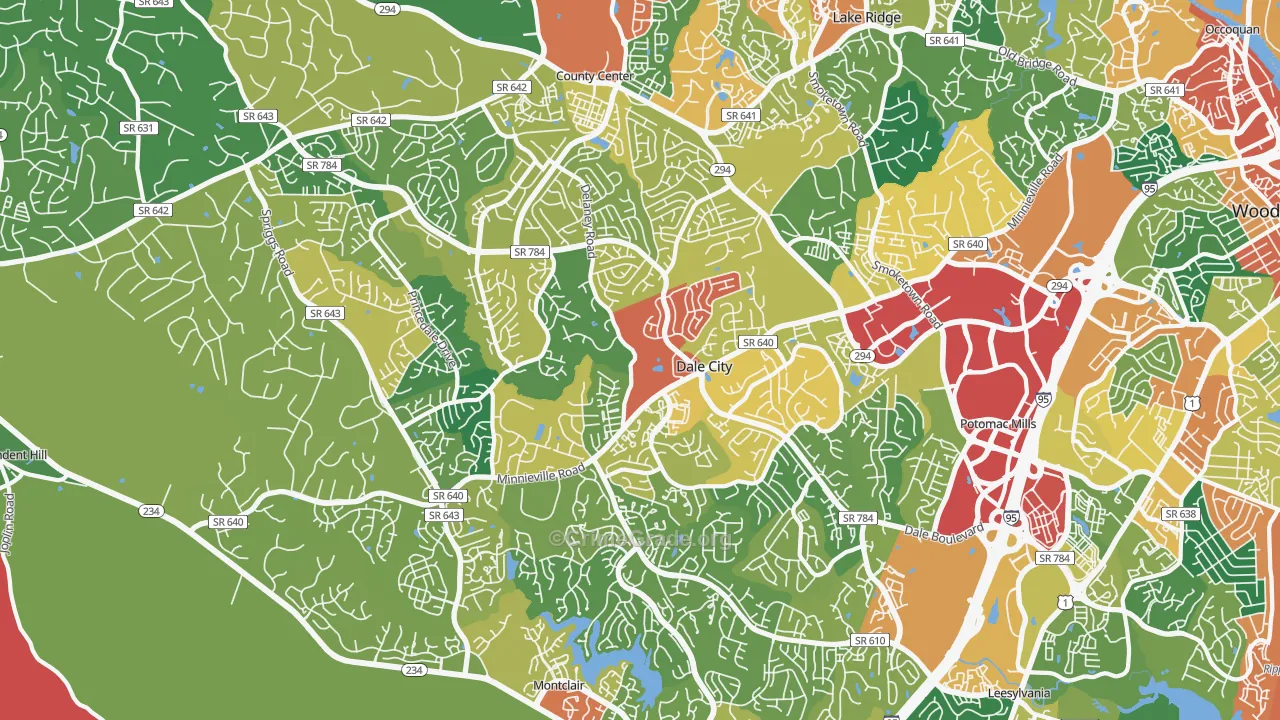 Dale City, VA Map of Theft Rates