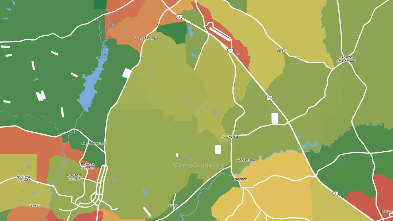 Dale County, AL Map of Theft Rates