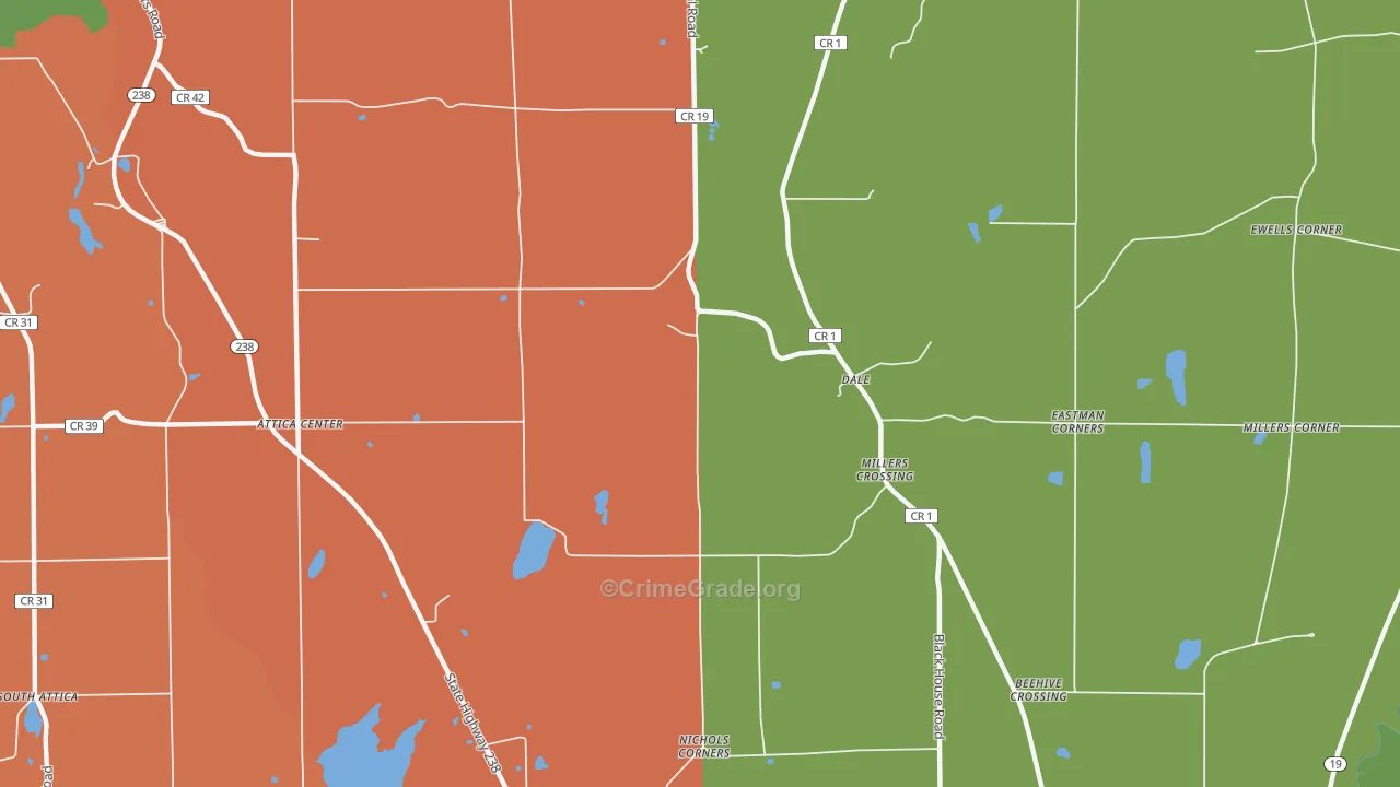 Dale, NY Map of Theft Rates