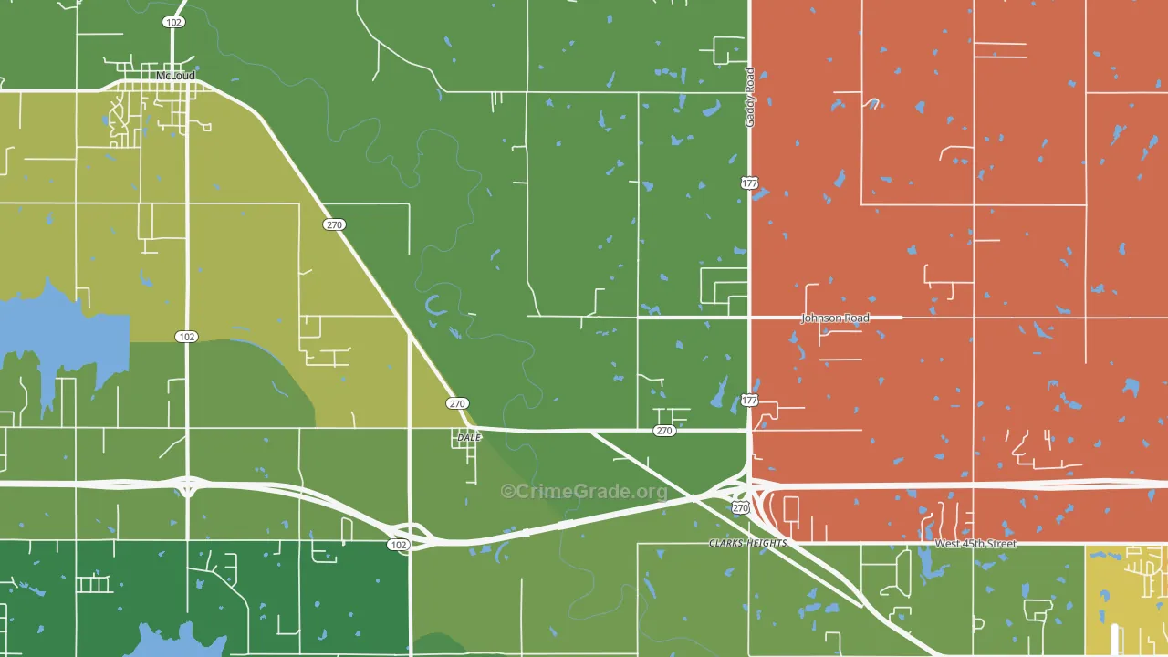 Dale, OK Map of Theft Rates