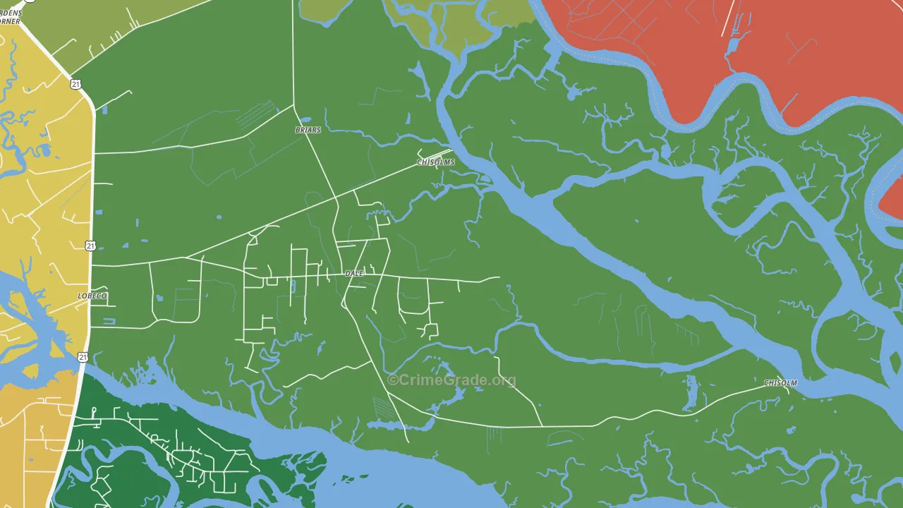 Dale, SC Map of Theft Rates