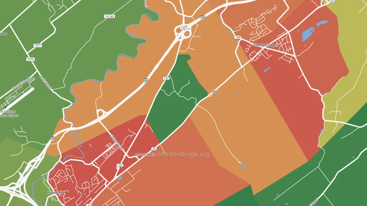 Dale Summit, PA Map of Theft Rates