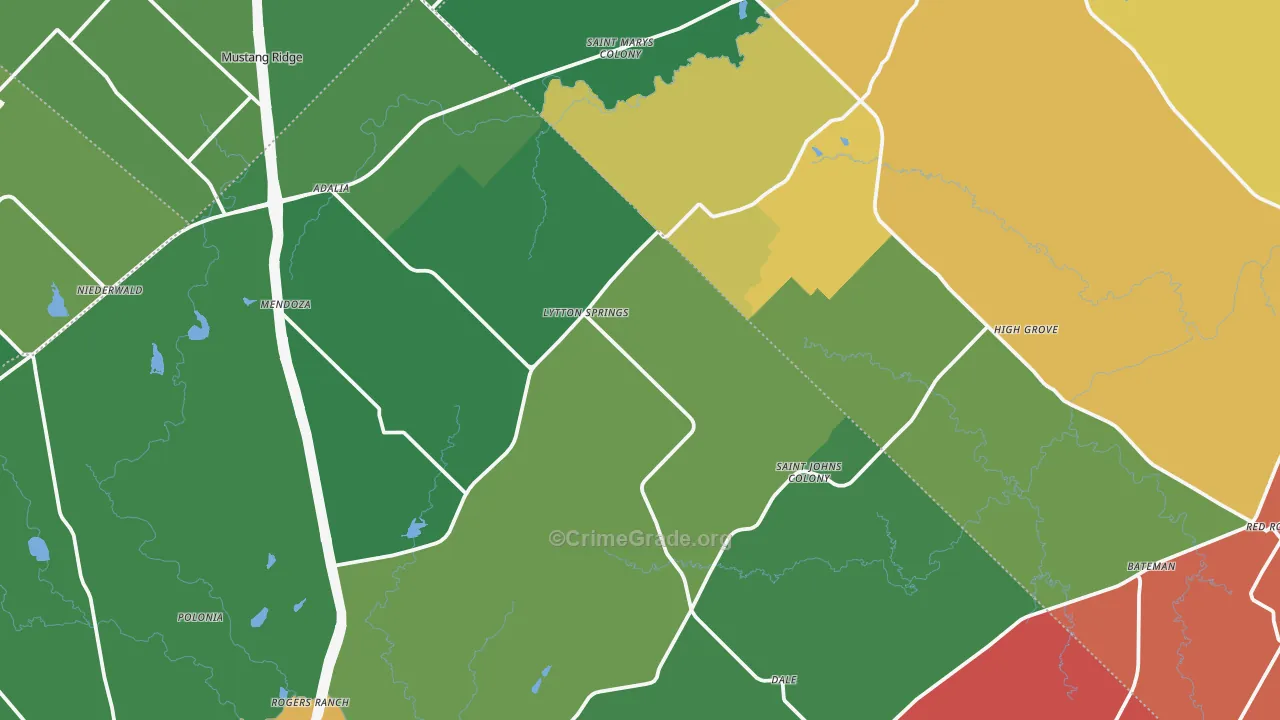 Dale, TX Map of Theft Rates