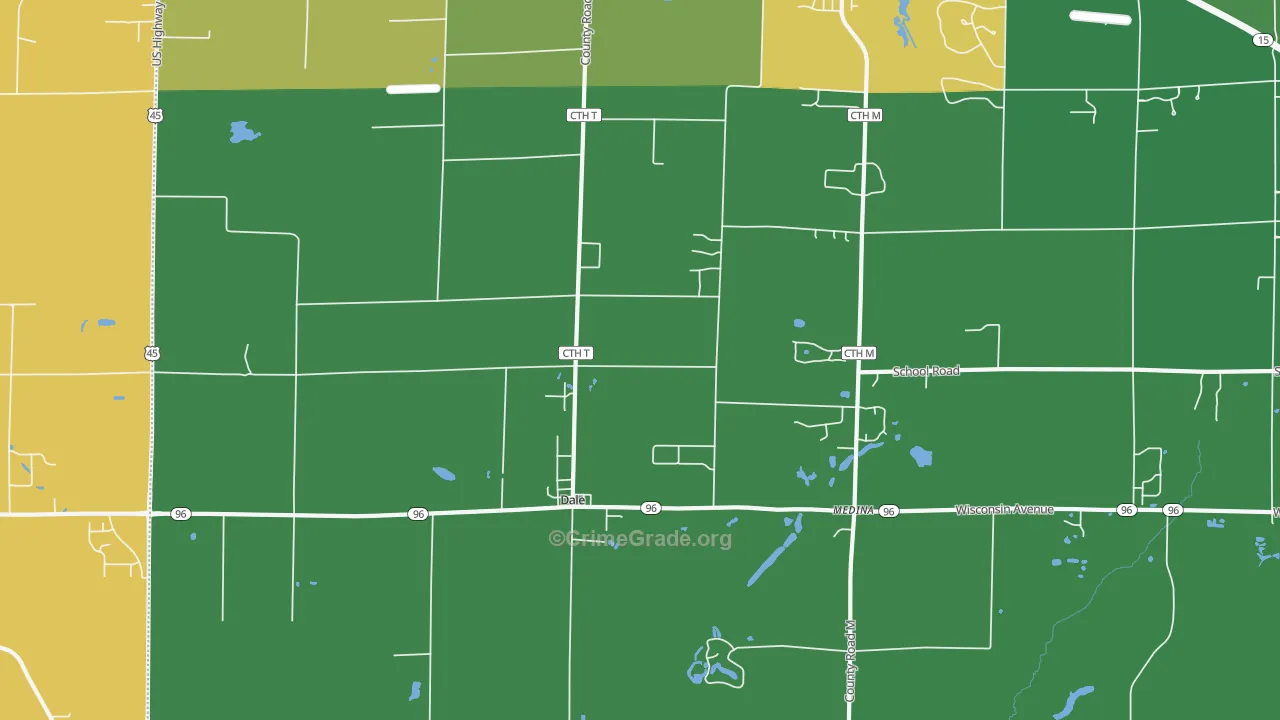 Dale, WI Map of Theft Rates