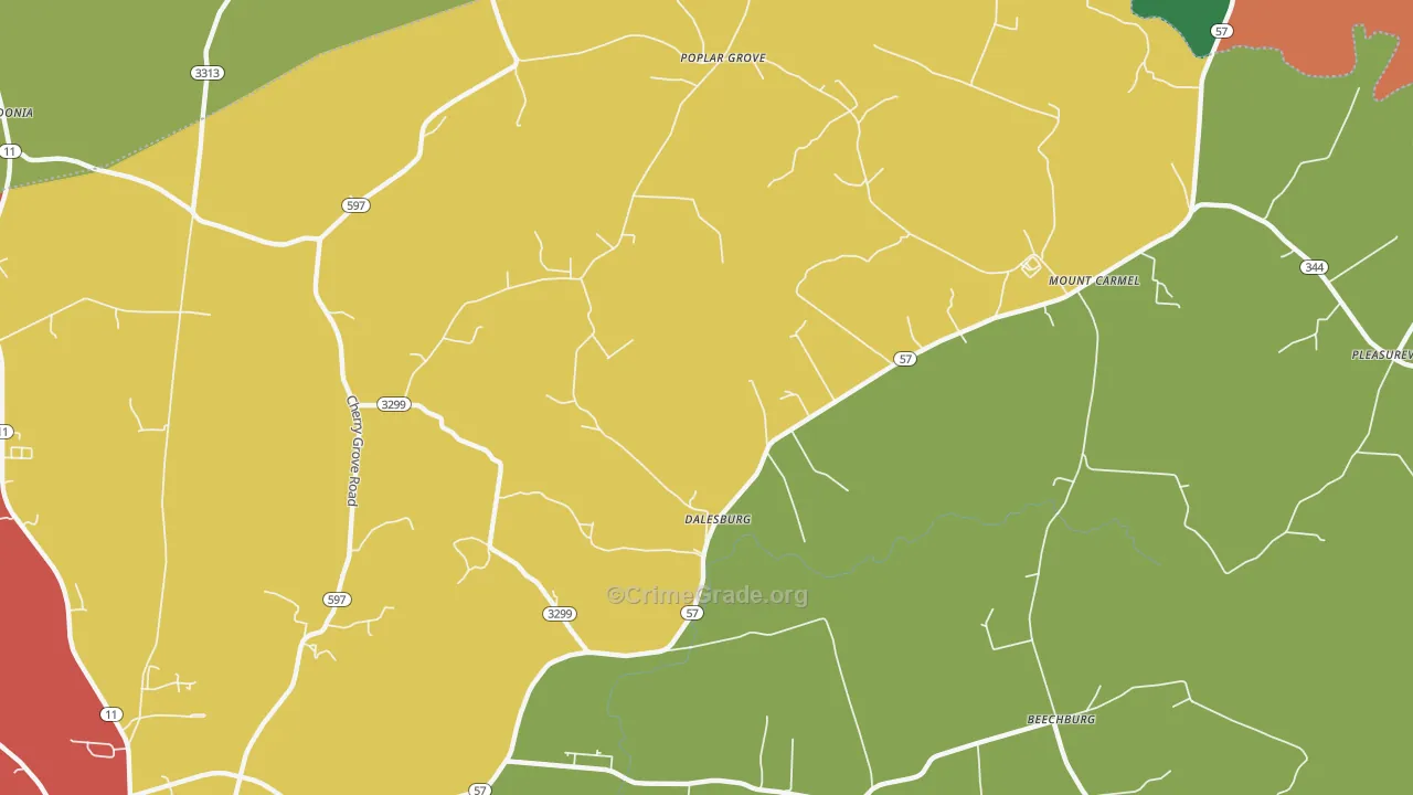 Dalesburg, KY Map of Theft Rates