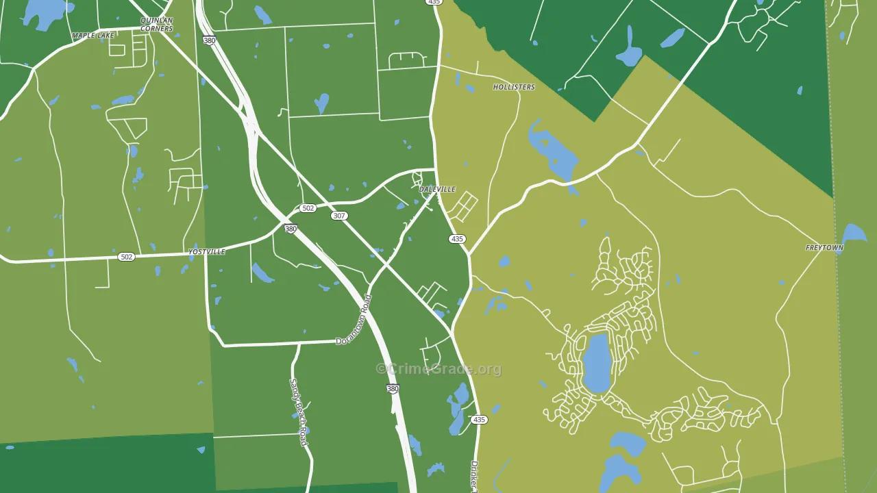 Daleville, PA Map of Theft Rates