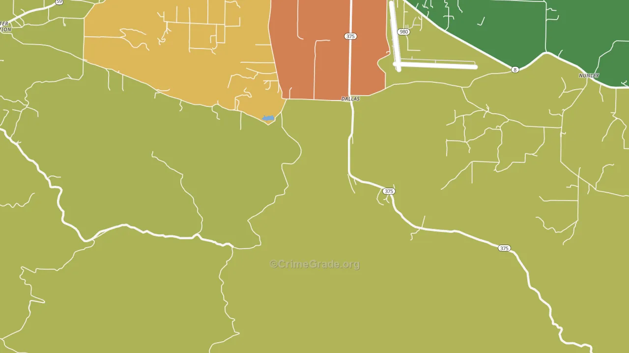 Dallas, AR Map of Theft Rates