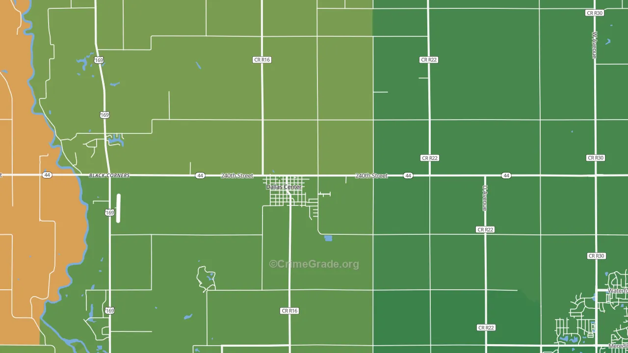 Dallas Center, IA Map of Theft Rates