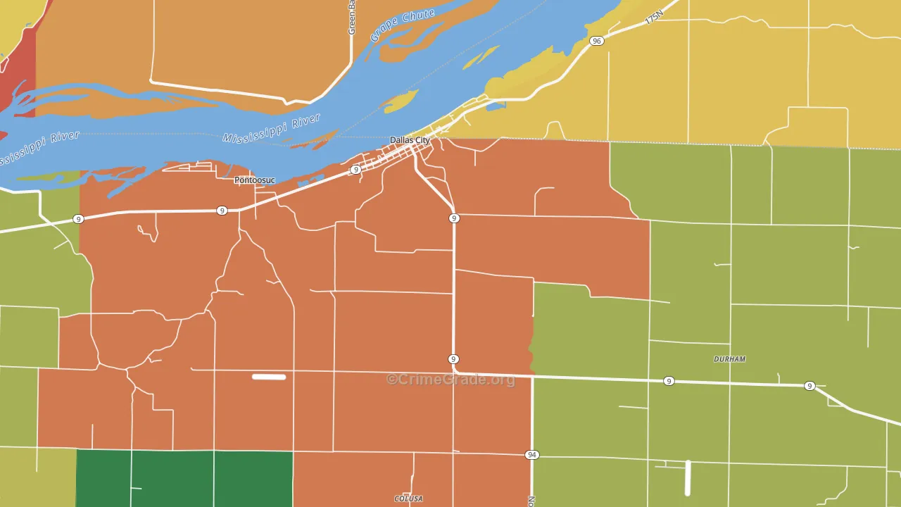 Dallas City, IL Map of Theft Rates