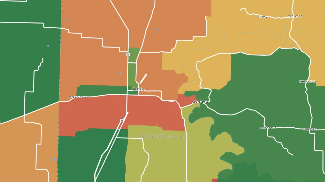 Dallas County, MO Map of Theft Rates