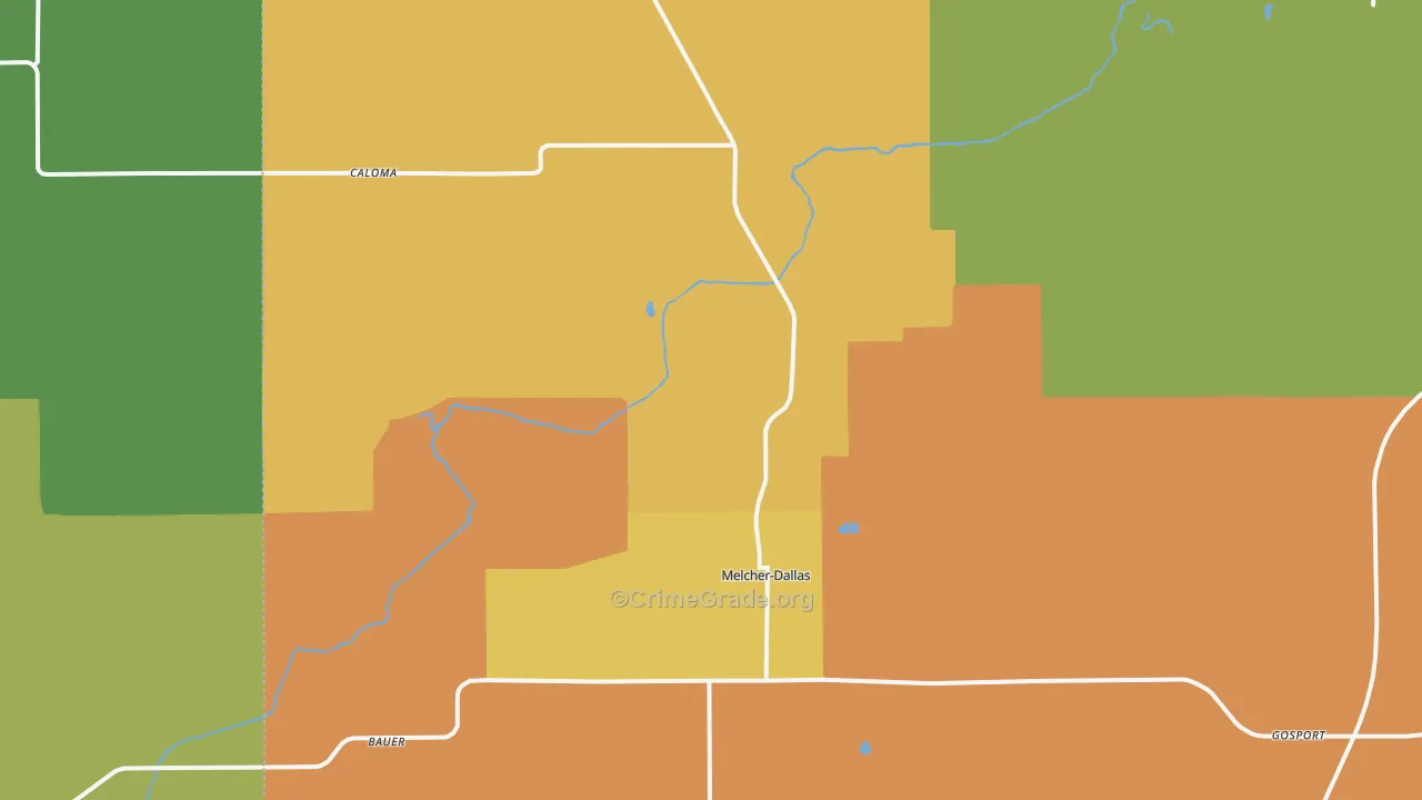 Dallas, IA Map of Theft Rates