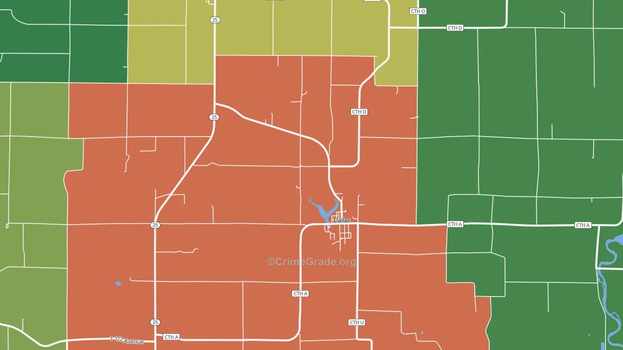 Dallas, WI Map of Theft Rates