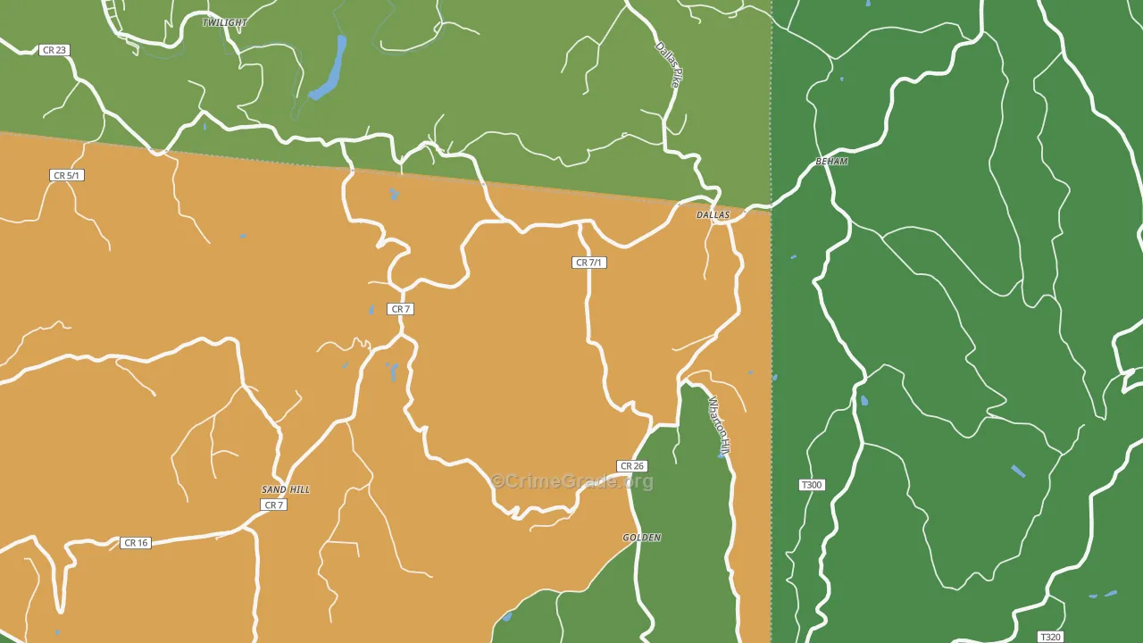 Dallas, WV Map of Theft Rates