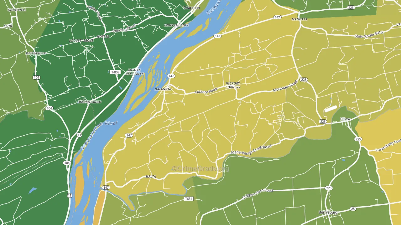 Dalmatia, PA Map of Theft Rates