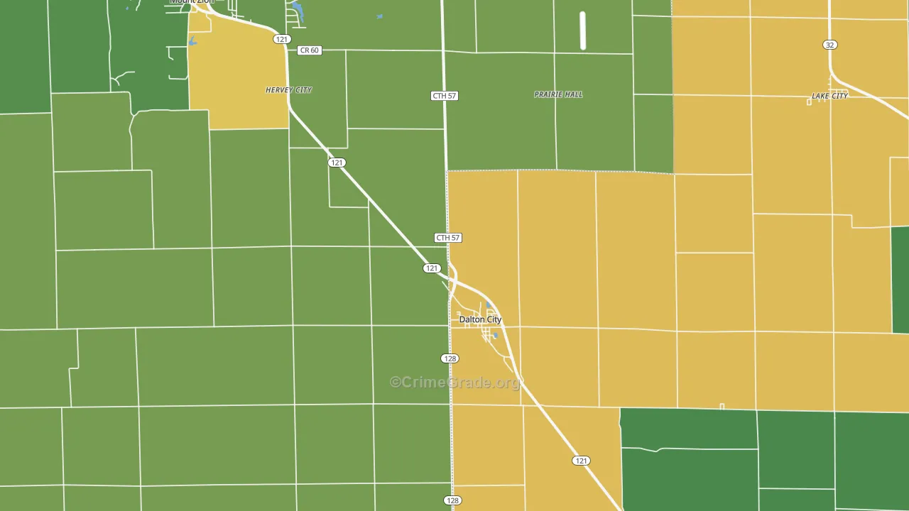 Dalton City, IL Map of Theft Rates