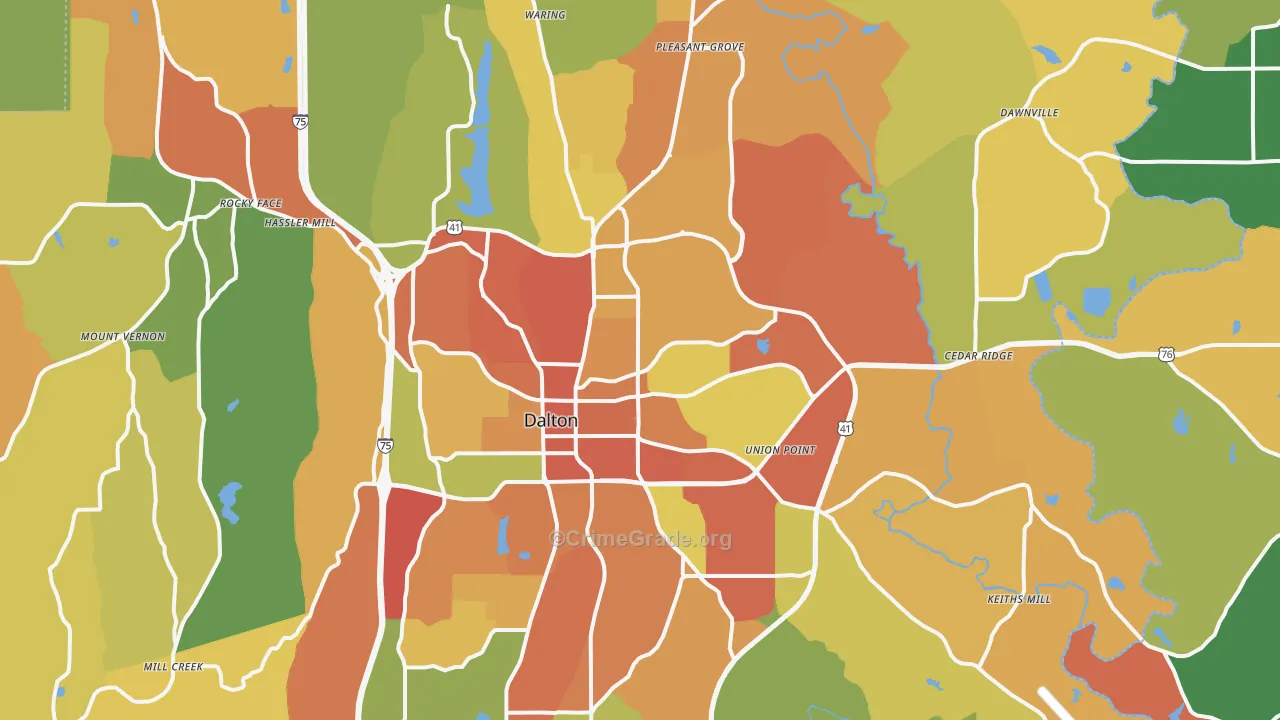Dalton, GA Map of Theft Rates