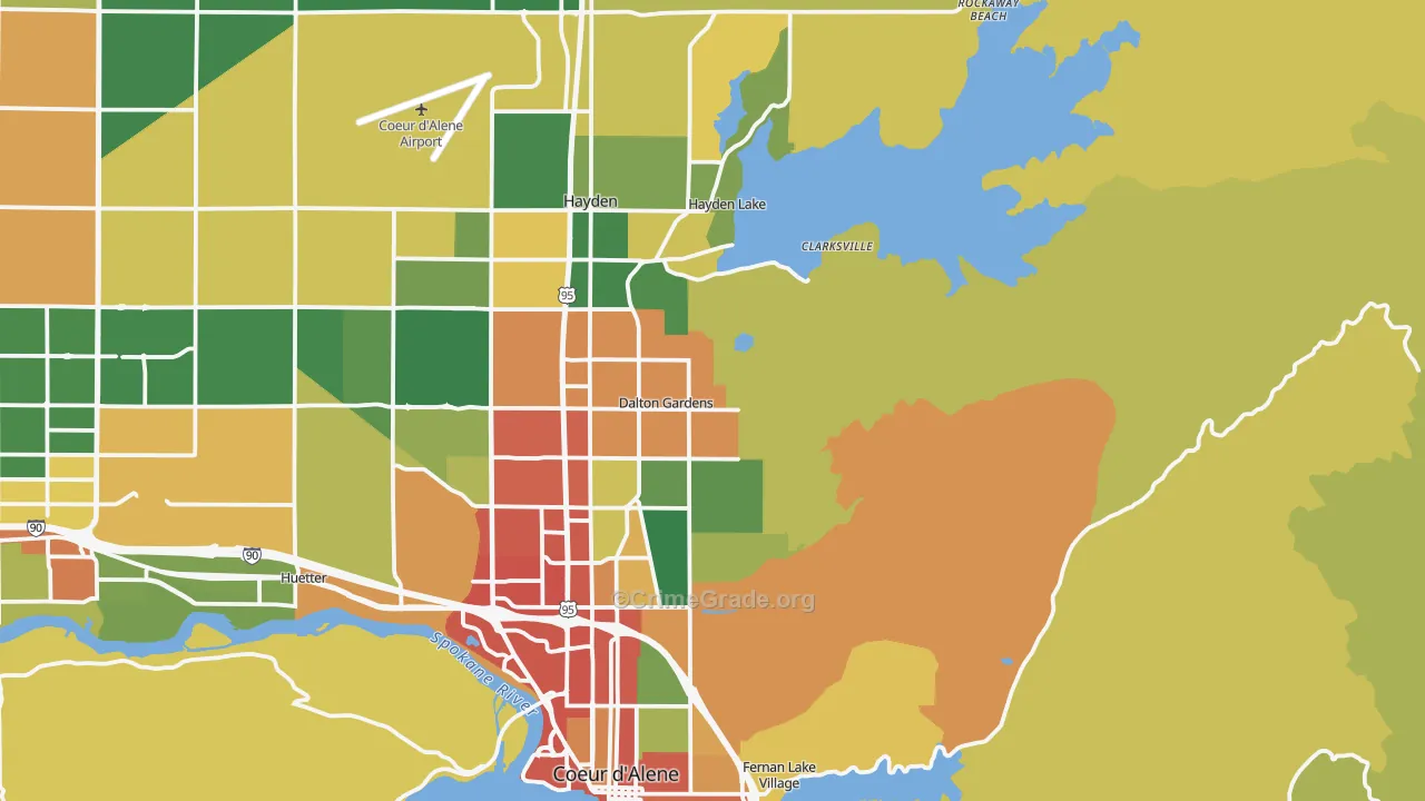Dalton Gardens, ID Map of Theft Rates