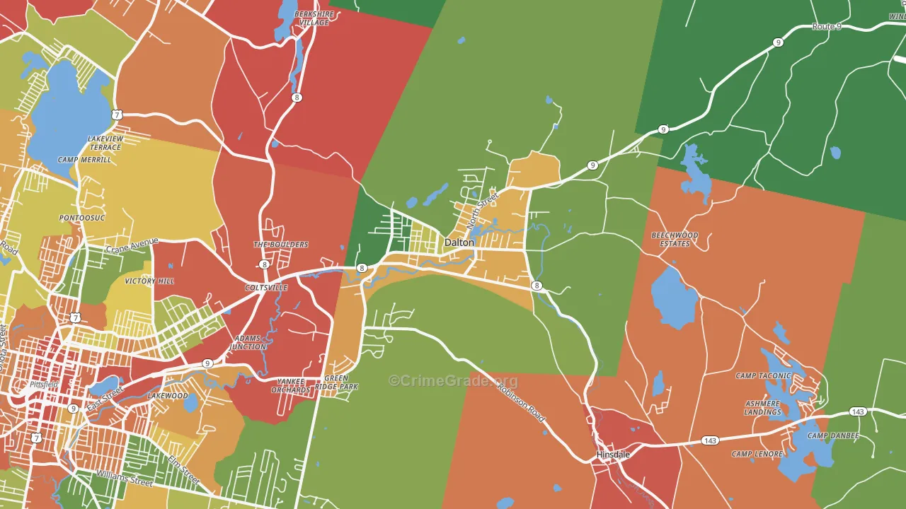 Dalton, MA Map of Theft Rates