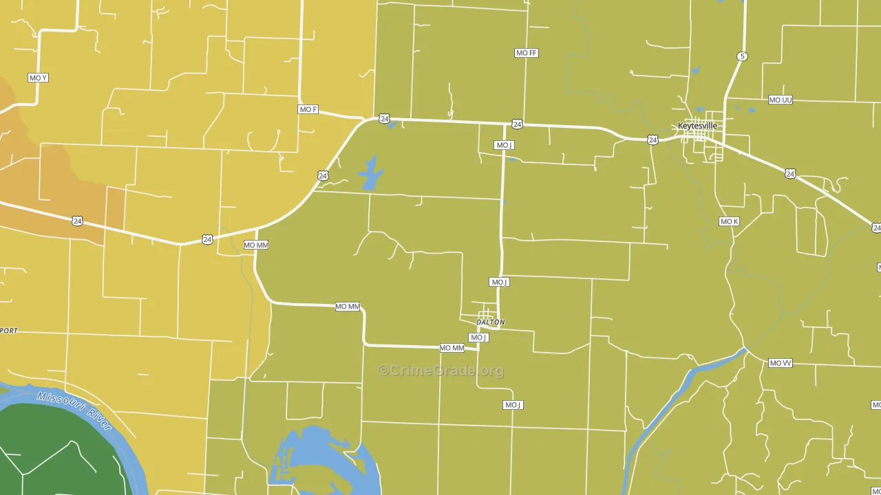 Dalton, MO Map of Theft Rates