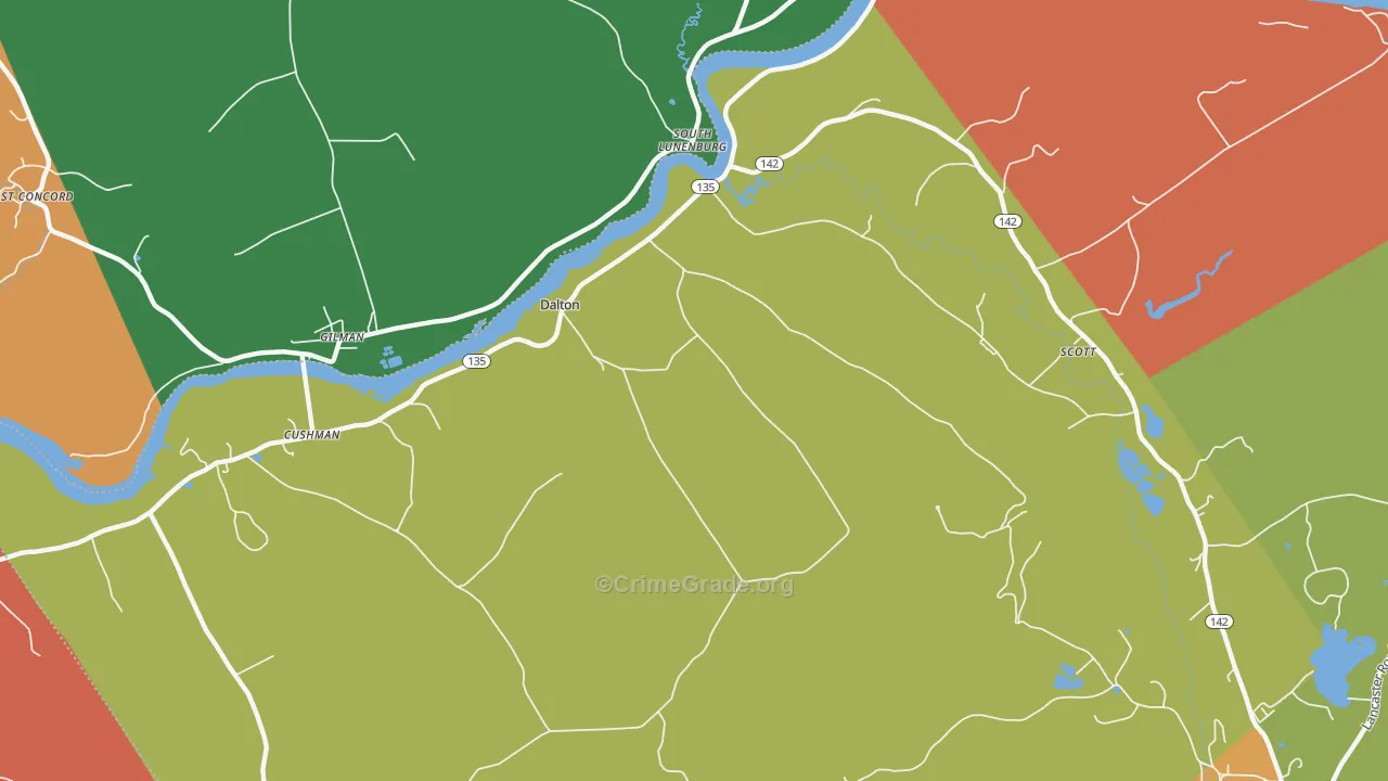 Dalton, NH Map of Theft Rates