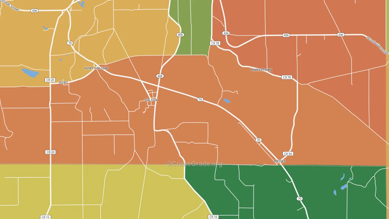 Dalton, NY Map of Theft Rates