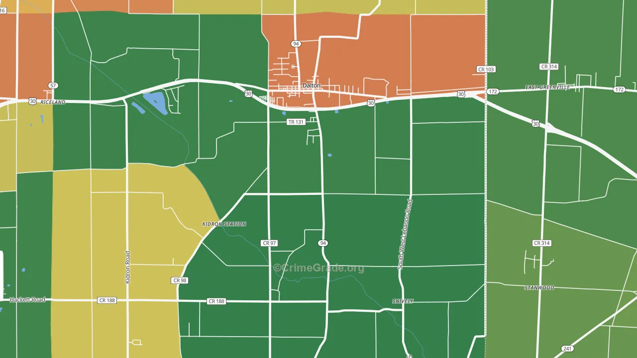 Dalton, OH Map of Theft Rates
