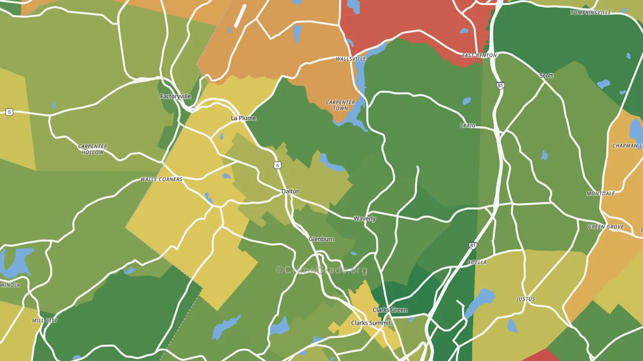 Dalton, PA Map of Theft Rates
