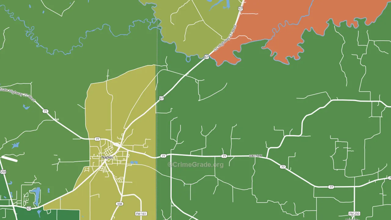 Dalton, TX Map of Theft Rates
