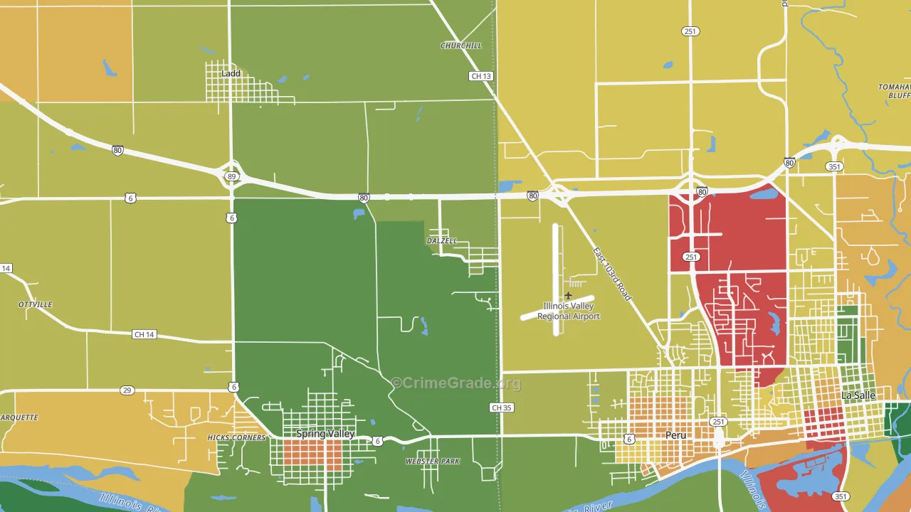 Dalzell, IL Map of Theft Rates