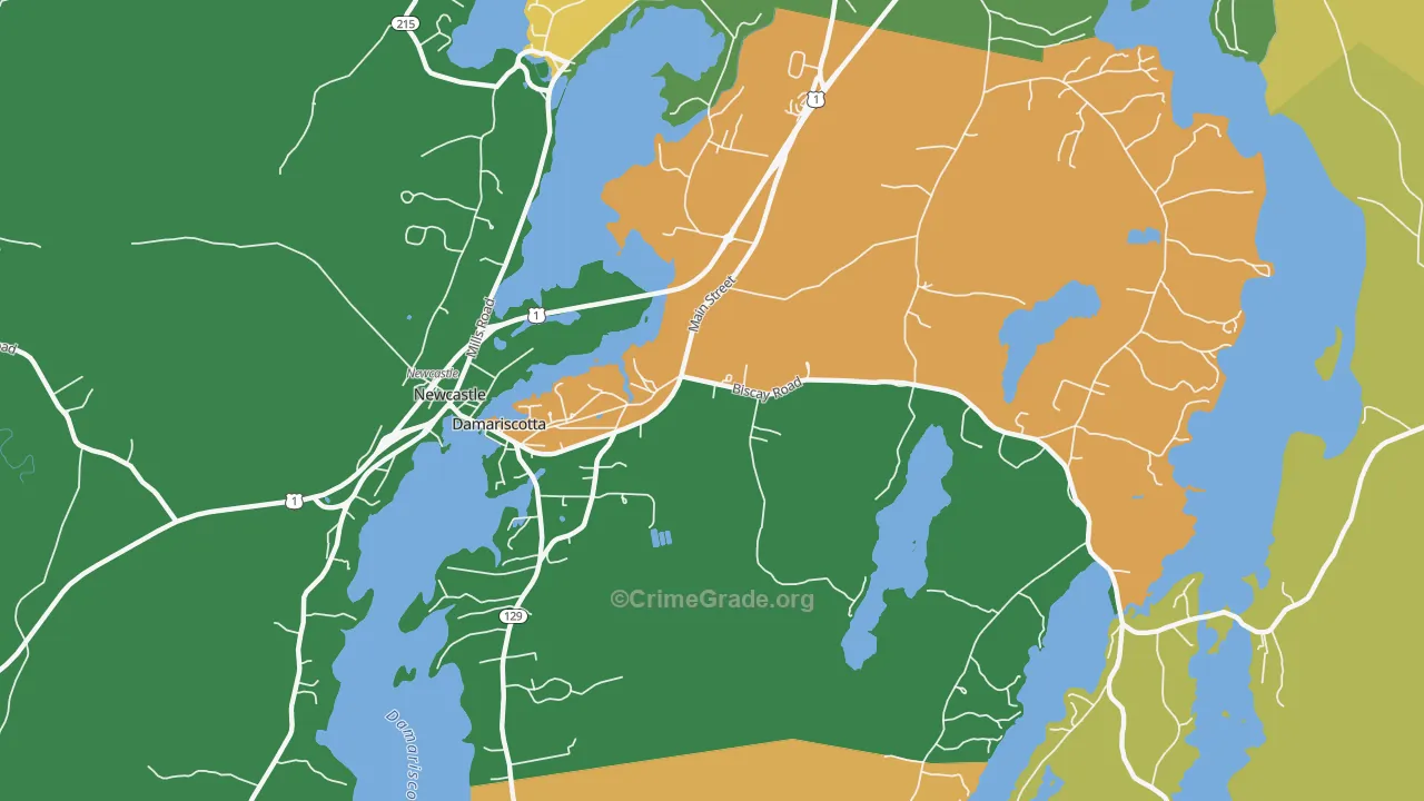 Damariscotta, ME Map of Theft Rates