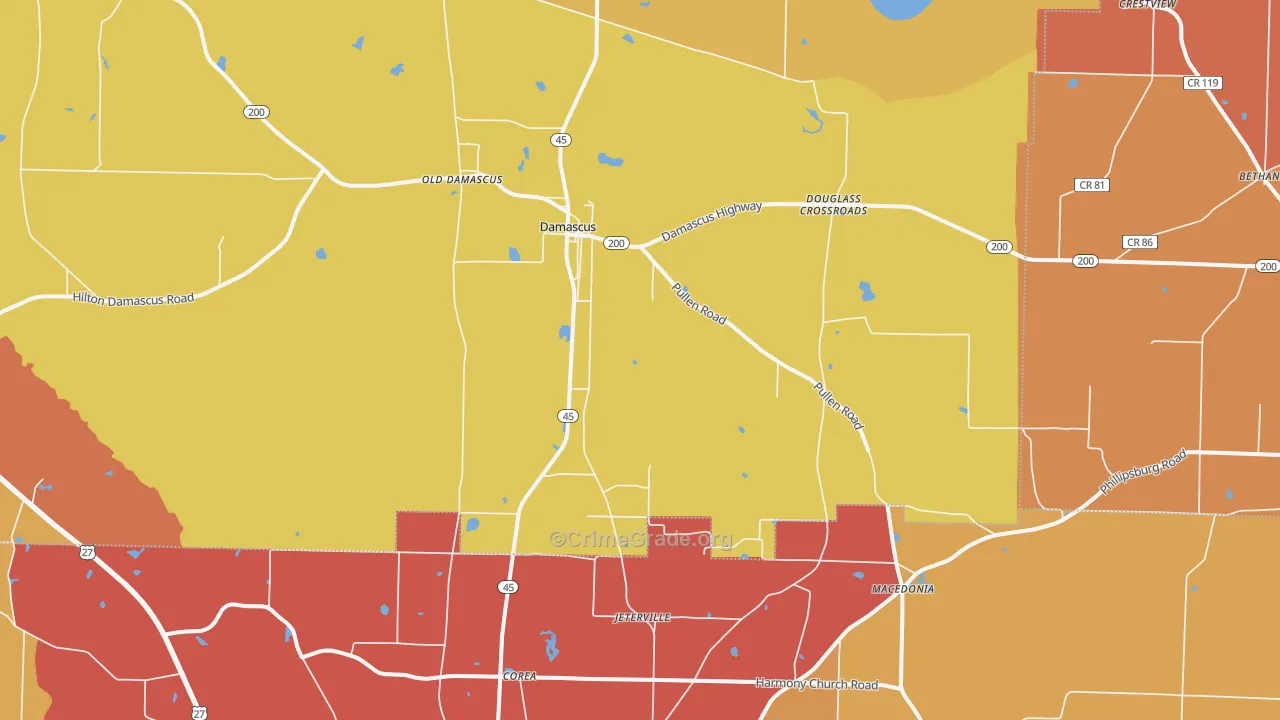 Damascus, GA Map of Theft Rates