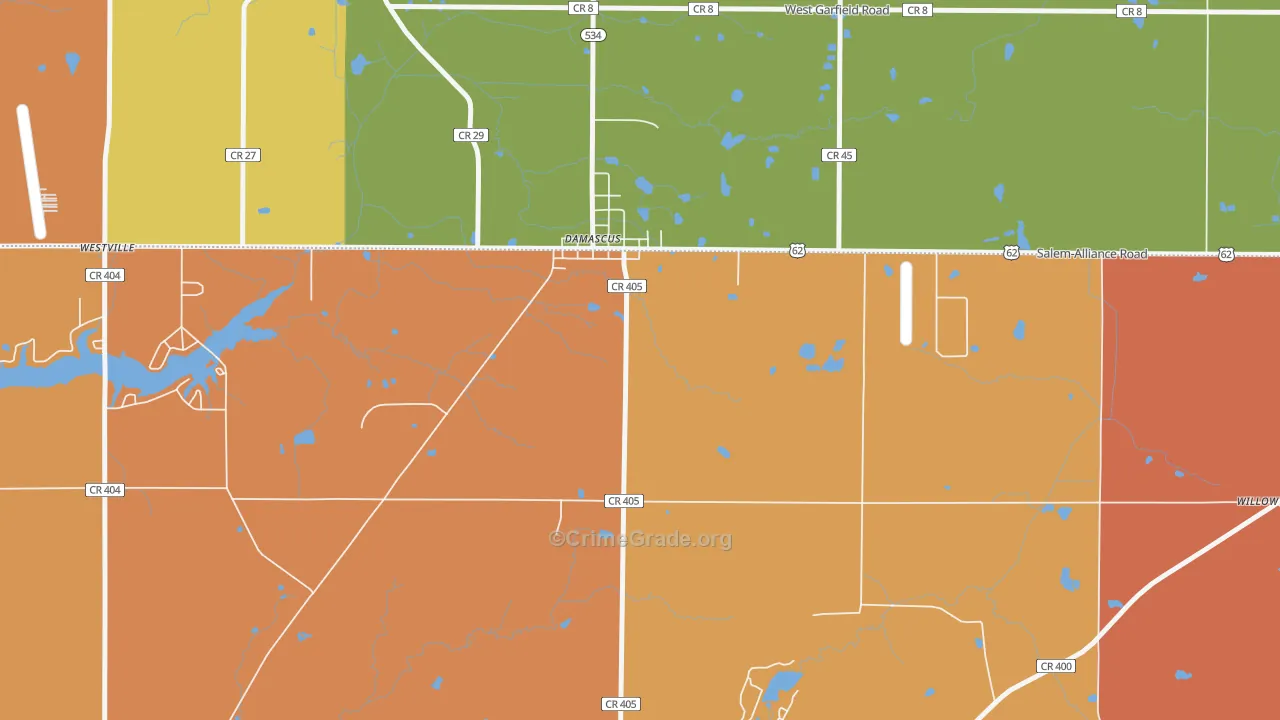 Damascus, OH Map of Theft Rates