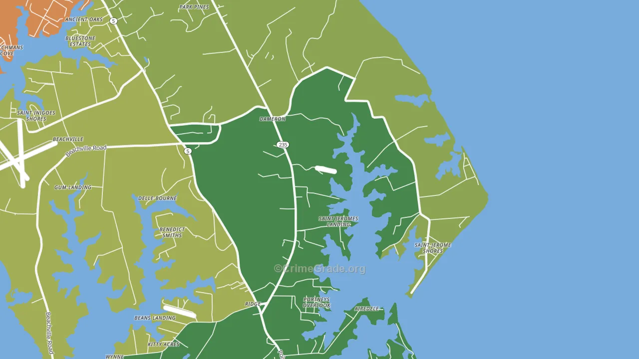 Dameron, MD Map of Theft Rates