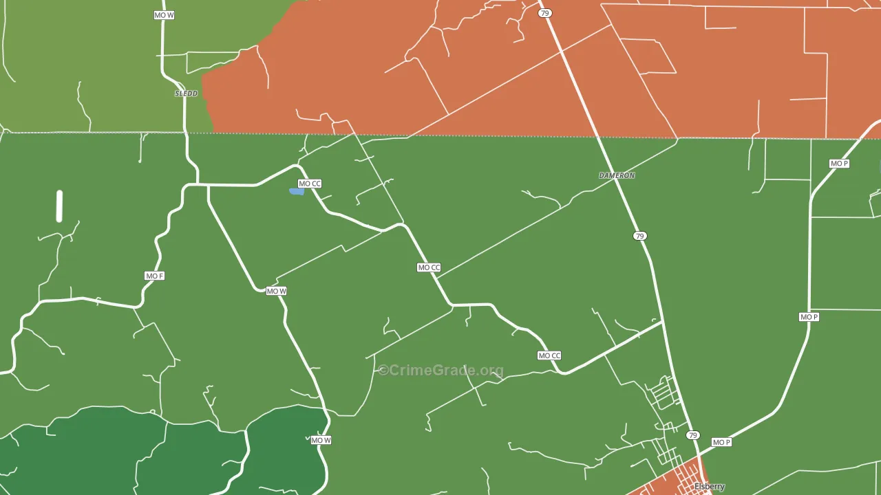 Dameron, MO Map of Theft Rates