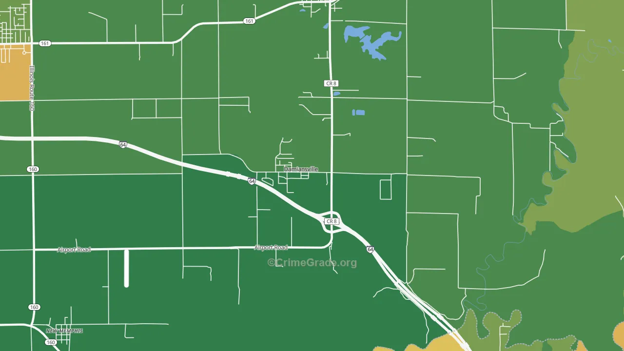 Damiansville, IL Map of Theft Rates