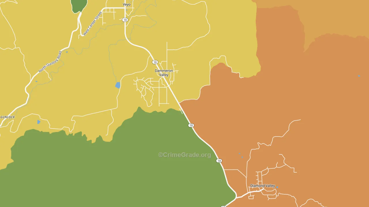 Dammeron Valley, UT Map of Theft Rates