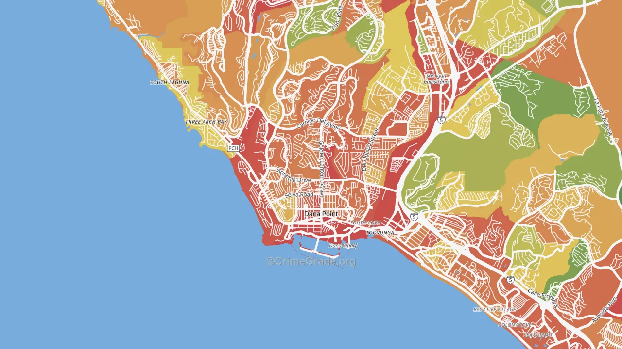 Dana Point, CA Map of Theft Rates