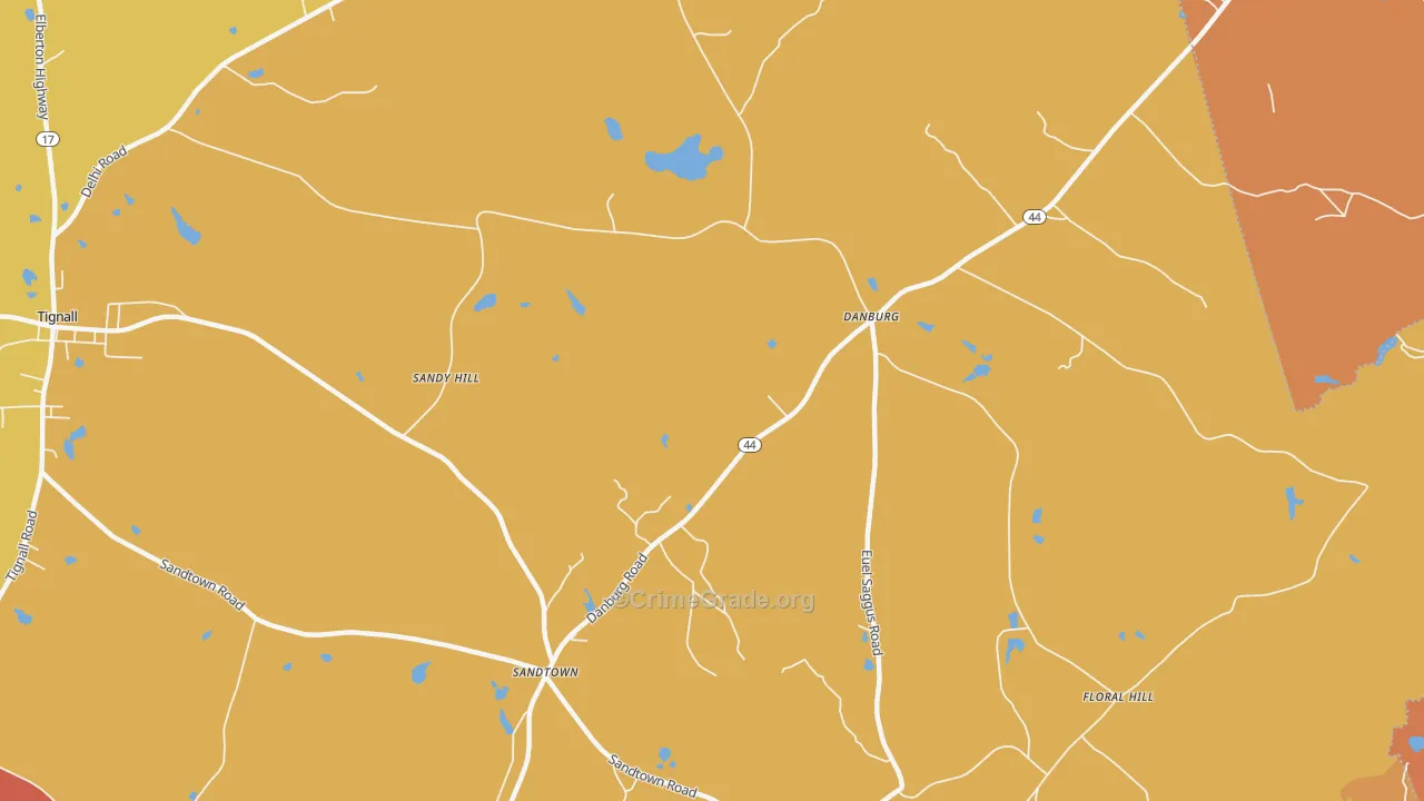 Danburg, GA Map of Theft Rates
