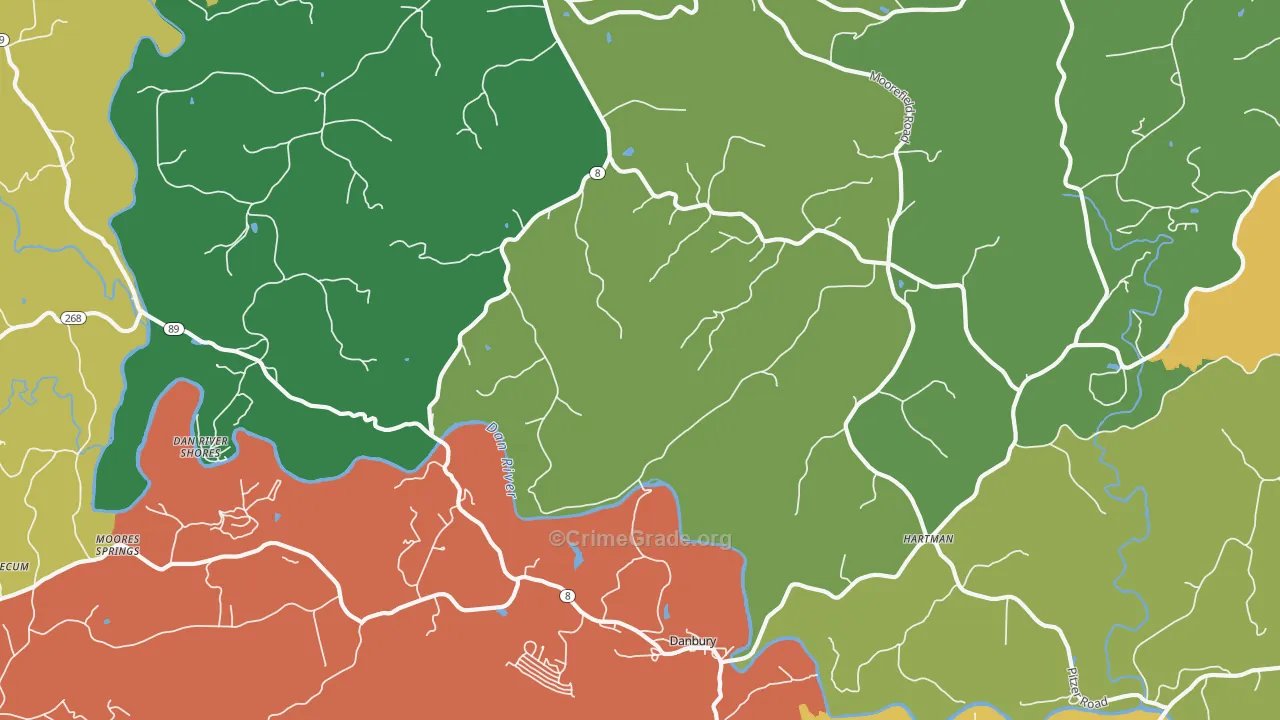Danbury, NC Map of Theft Rates