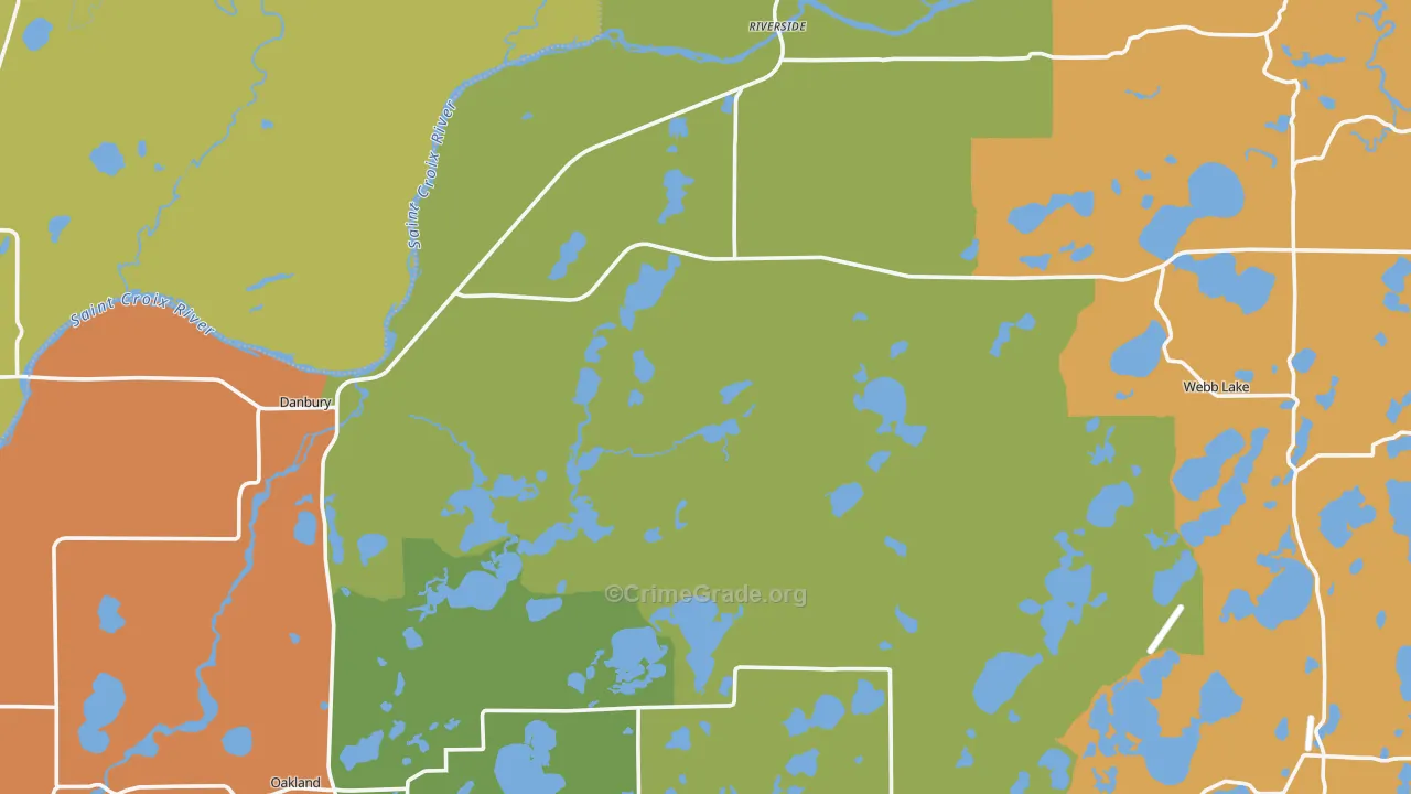 Danbury, WI Map of Theft Rates