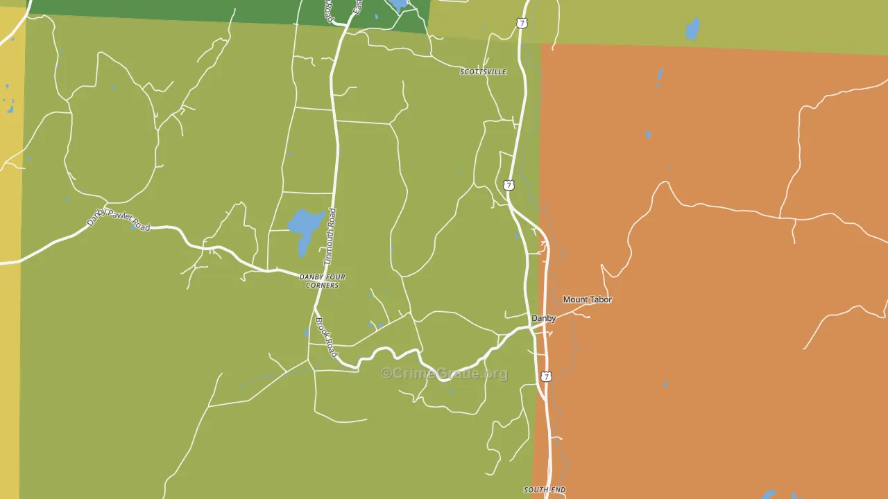 Danby, VT Map of Theft Rates
