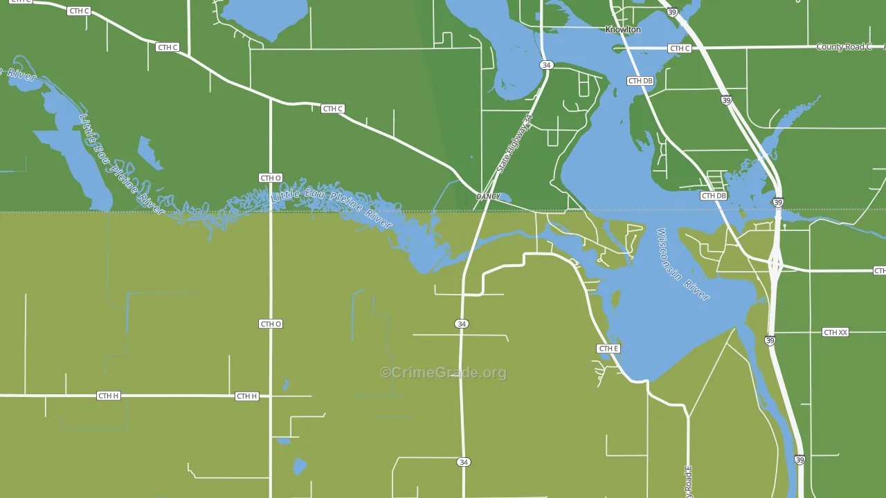 Dancy, WI Map of Theft Rates